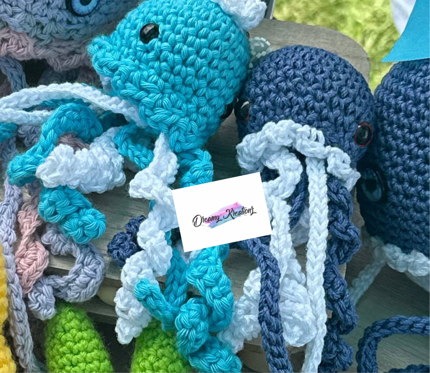 Crochet jellyfish keychain